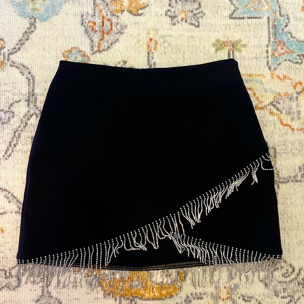 NWT Zara sequin fringe mini skirt